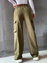 Solid Color High Waist Flip Pocket Overalls